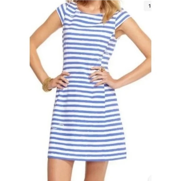 Lilly Pulitzer blue briella stretch stripe mini dress size M - Picture 11 of 11